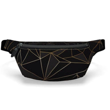 Загрузить изображение в средство просмотра галереи, Abstract Black Polygon with Gold Line Fanny Pack by The Photo Access
