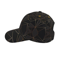 Load image into Gallery viewer, Abstract Black Polygon with Gold Line Baseball Cap by The Photo Access