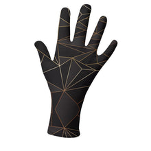 Load image into Gallery viewer, Abstract Black Polygon with Gold Line Gloves by The Photo Access