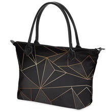 Lade das Bild in den Galerie-Viewer, Abstract Black Polygon with Gold Line Zip Top Handbags by The Photo Access