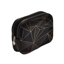 Lade das Bild in den Galerie-Viewer, Abstract Black Polygon with Gold Line Make Up Bags by The Photo Access