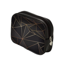 Lade das Bild in den Galerie-Viewer, Abstract Black Polygon with Gold Line Make Up Bags by The Photo Access