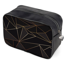 Load image into Gallery viewer, Abstract Black Polygon with Gold Line Toiletry Bags by The Photo Access