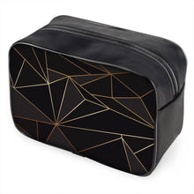 Load image into Gallery viewer, Abstract Black Polygon with Gold Line Toiletry Bags by The Photo Access