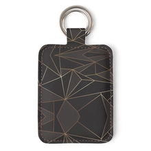 Load image into Gallery viewer, Abstract Black Polygon with Gold Line Leather Keychain by The Photo Access