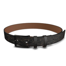 Load image into Gallery viewer, Abstract Black Polygon with Gold Line Leather Belt by The Photo Access