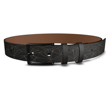 Load image into Gallery viewer, Abstract Black Polygon with Gold Line Leather Belt by The Photo Access