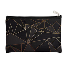 Load image into Gallery viewer, Abstract Black Polygon with Gold Line Zip Top Pouch by The Photo Access
