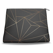 Cargar imagen en el visor de la galería, Abstract Black Polygon with Gold Line Clutch Purse by The Photo Access