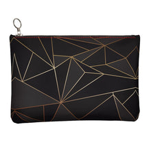 Load image into Gallery viewer, Abstract Black Polygon with Gold Line Leather Clutch Bag by The Photo Access