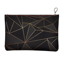 Load image into Gallery viewer, Abstract Black Polygon with Gold Line Leather Clutch Bag by The Photo Access