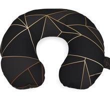 Load image into Gallery viewer, Abstract Black Polygon with Gold Line Travel Neck Pillow by The Photo Access