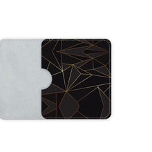 将图片加载到图库查看器,Abstract Black Polygon with Gold Line Leather Card Case by The Photo Access