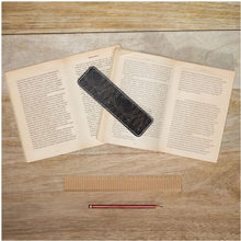 Load image into Gallery viewer, Abstract Black Polygon with Gold Line Leather Bookmarks by The Photo Access