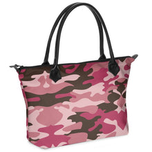 Load image into Gallery viewer, Pink Camouflage Zip Top Handbags by The Photo Access