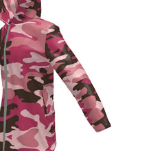 Load image into Gallery viewer, Pink Camouflage Womens Hooded Rain Mac by The Photo Access