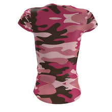 Load image into Gallery viewer, Pink Camouflage Ladies Cut and Sew T-Shirt by The Photo Access