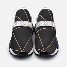 Lade das Bild in den Galerie-Viewer, ABSTRACT BLACK POLYGON WITH GOLD LINE UNISEX LIGHTWEIGHT SNEAKER S-1 BY THE PHOTO ACCESS