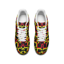 Load image into Gallery viewer, Abstract Red & Yellow Geometric Unisex Low Top Leather Sneakers by The Photo Access
