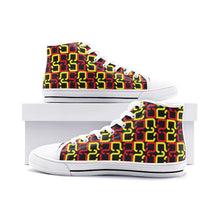 Load image into Gallery viewer, Abstract Red & Yellow Geometric Unisex High Top Canvas Shoes by The Photo Access