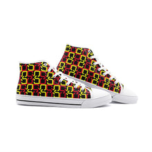 Load image into Gallery viewer, Abstract Red & Yellow Geometric Unisex High Top Canvas Shoes by The Photo Access