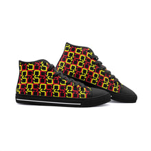 Load image into Gallery viewer, Abstract Red & Yellow Geometric Unisex High Top Canvas Shoes by The Photo Access