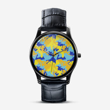 Load image into Gallery viewer, Yellow Blue Neon Camouflage Classic Fashion Unisex Print Black Quartz Watch by The Photo Access