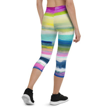 Lade das Bild in den Galerie-Viewer, Colorful Oil Paint Stripes Capri Leggings by The Photo Access