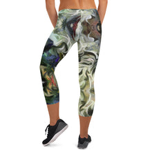 Load image into Gallery viewer, Abstract Fluid Lines of Movement Muted Tones High Fashion Custom Capri Leggings by The Photo Access