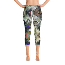 Load image into Gallery viewer, Abstract Fluid Lines of Movement Muted Tones High Fashion Custom Capri Leggings by The Photo Access