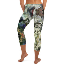 Load image into Gallery viewer, Abstract Fluid Lines of Movement Muted Tones High Fashion Custom Capri Leggings by The Photo Access