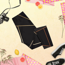 गैलरी व्यूवर में इमेज लोड करें, ABSTRACT BLACK POLYGON WITH GOLD LINE CAPRI LEGGINGS BY THE PHOTO ACCESS