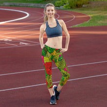 Load image into Gallery viewer, HAND DRAWN FLORAL SEAMLESS PATTERN CAPRI LEGGINGS BY THE PHOTO ACCESS