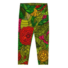 Load image into Gallery viewer, HAND DRAWN FLORAL SEAMLESS PATTERN CAPRI LEGGINGS BY THE PHOTO ACCESS