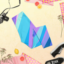 Load image into Gallery viewer, Blue Pink Abstract Eighties Capri Leggings by The Photo Access