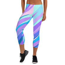 Load image into Gallery viewer, Blue Pink Abstract Eighties Capri Leggings by The Photo Access