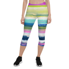 Lade das Bild in den Galerie-Viewer, Colorful Oil Paint Stripes Capri Leggings by The Photo Access
