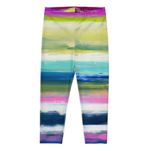 Lade das Bild in den Galerie-Viewer, Colorful Oil Paint Stripes Capri Leggings by The Photo Access