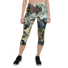 Load image into Gallery viewer, Abstract Fluid Lines of Movement Muted Tones High Fashion Custom Capri Leggings by The Photo Access