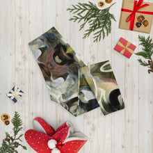 Load image into Gallery viewer, Abstract Fluid Lines of Movement Muted Tones High Fashion Custom Capri Leggings by The Photo Access