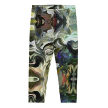 Load image into Gallery viewer, Abstract Fluid Lines of Movement Muted Tones High Fashion Custom Capri Leggings by The Photo Access