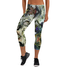 Load image into Gallery viewer, Abstract Fluid Lines of Movement Muted Tones High Fashion Custom Capri Leggings by The Photo Access