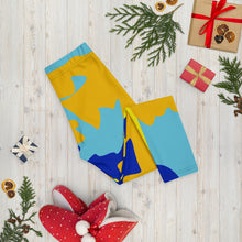 Load image into Gallery viewer, Yellow Blue Neon Camouflage Capri Leggings by The Photo Access
