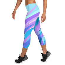 Load image into Gallery viewer, Blue Pink Abstract Eighties Capri Leggings by The Photo Access