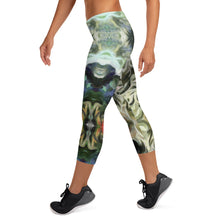 Load image into Gallery viewer, Abstract Fluid Lines of Movement Muted Tones High Fashion Custom Capri Leggings by The Photo Access