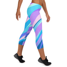 Load image into Gallery viewer, Blue Pink Abstract Eighties Capri Leggings by The Photo Access