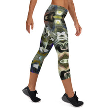 Load image into Gallery viewer, Abstract Fluid Lines of Movement Muted Tones High Fashion Custom Capri Leggings by The Photo Access