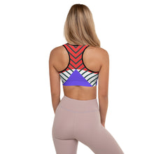 Load image into Gallery viewer, Neo Memphis Patches Stickers Padded Sports Bra by The Photo Access