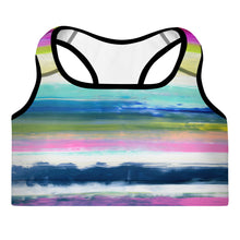 Load image into Gallery viewer, Colorful Oil Paint Stripes Padded Sports Bra by The Photo Access