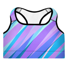 Load image into Gallery viewer, Blue Pink Abstract Eighties Padded Sports Bra by The Photo Access